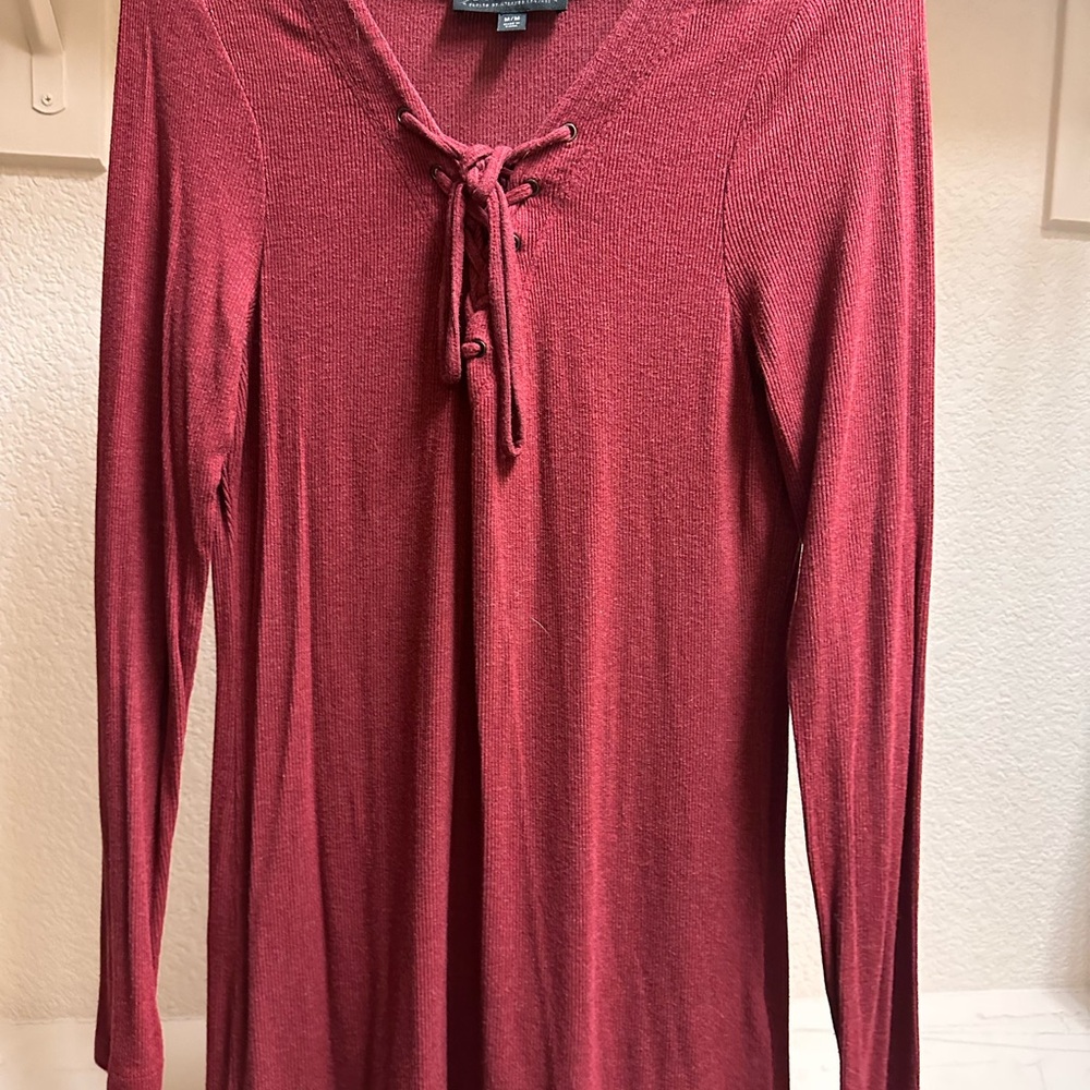 Idyllwind Red Long Sleeve Tie Front Tunic